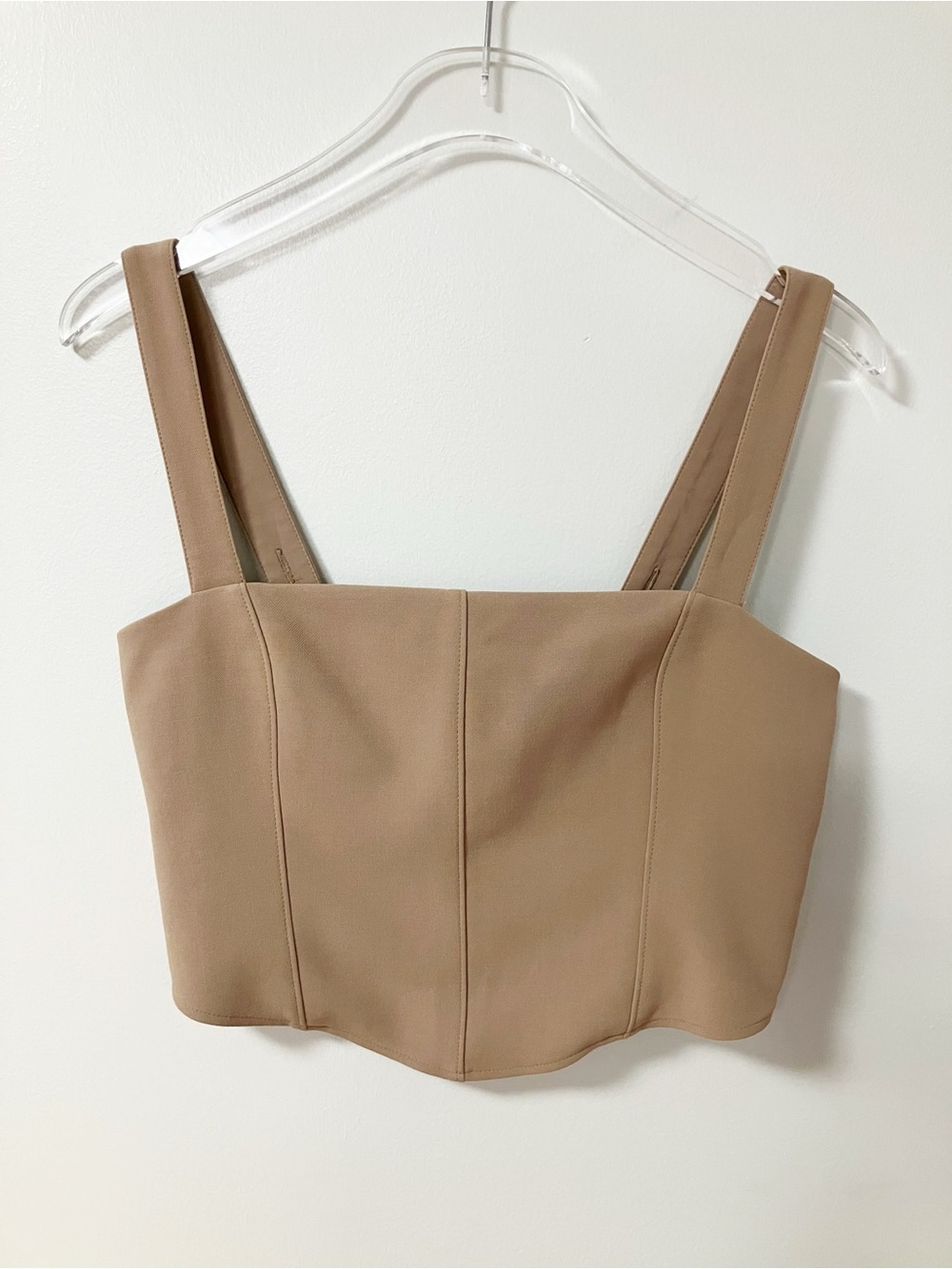 Abercrombie & Fitch | Tan Sculpture Corset Tank Top L Chic Minimalist Neutral